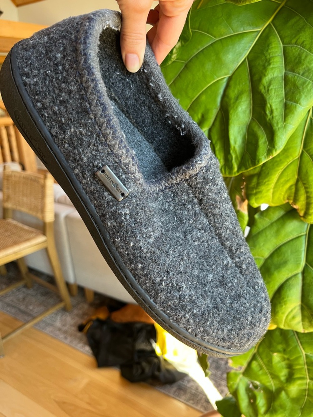 Haflinger Gray Wool Felt Slip-On Loafer